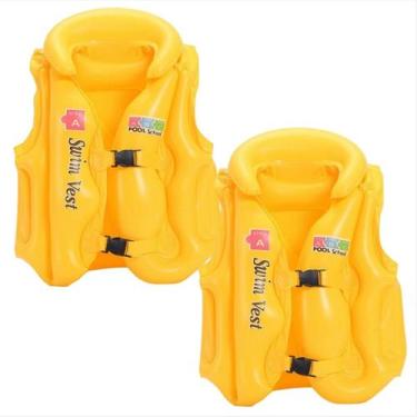 Imagem de kit 2 coletes infantil piscina praia boia inflavel ajustavel para meni