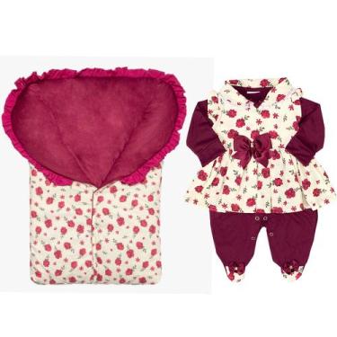 Imagem de Saída de Maternidade 100% Algodão Inverno Bela Marsala com Porta Bebê 