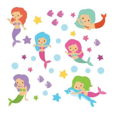 Imagem de Adesivo de Parede Infantil Sereia Quarto Menina Bebe - 220ir - Allodi