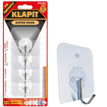 Imagem de KLAPiT SUPER HOOK Ganchos de parede resistentes, comporta 5 kg ou 5 kg de peso à prova d'água e sem danos gancho de aço forte para parede, azulejo, madeira, pedra, vidro, metal com remoção limpa (4