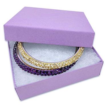 Imagem de TheDisplayGuys – Pacote com 25 caixas de presente de papelão de papel Kraft #34 com enchimento e tampa de algodão - roxo - (9,9 cm x 9,9 cm x 5 cm)