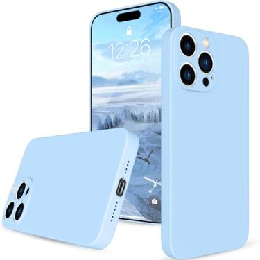 Imagem de BOGASYL Capa compatível com iPhone 15 Pro Max azul claro, capa de silicone líquido, capa protetora de corpo inteiro com forro de microfibra para iPhone 15 Pro Max de 6,7 polegadas (azul claro)