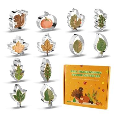 Imagem de Conjunto de cortadores de biscoito de aço inoxidável, carimbos de biscoito para assar biscoitos, frutas, vegetais, prensa de molde de biscoito de ação de graças, conjunto de moldes de biscoito de