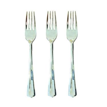 Imagem de Kit 36 Garfos Descartáveis De Luxo Em Plástico Prata 18cm - Blook