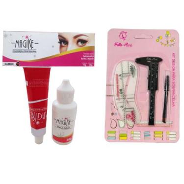 Imagem de tintura para sobrancelha magike Tinta Barba Bigode Escolha cor+Kit Ace