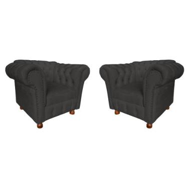 Imagem de Duas Poltronas Chesterfield Capitone Luis XV - Suede Cinza Chumbo / de