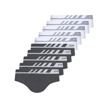 Imagem de Kit com 10 Cuecas Slip Lupo 691-002 Colorido, Chumbo, M