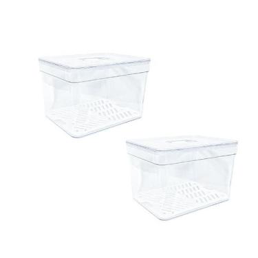 Imagem de Kit 2 Cesto Organizador Conservador De Alimentos Cozinha Geladeira Arm