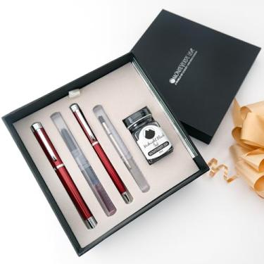 Imagem de Monteverde Caneta tinteiro USA Strata, conjunto de canetas esferográficas vermelhas | Ponta média | Recarga de gel grátis, frasco de tinta grátis e 3 cartuchos grátis