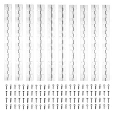 Imagem de PATIKIL Dobradiça de piano de 30 x 3 cm, dobradiça contínua de aço inoxidável 10Plver 304 com furos para porta de portão de piano, caixa de armazenamento de madeira, barco, para armário, prata