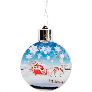 Imagem de Decoração pra Arvore de Natal Bola para Pendurar LED Com Animação de Neve Caindo Boneco de Neve ou Papai Noel (PAPAI NOEL)