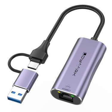 Imagem de Adaptador USB C 3.0 para Ethernet, conector de rede USB 3.0 para Gigabit, conversor de porta de Internet tipo C para RJ45, compatível com MacBook, Surface Pro, Windows 11/10/8/7, XP, Vista,