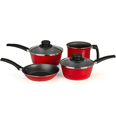 Imagem de Multiflon Conjunto De Panelas 04 Peças Vermelho Aluminio Antiaderente Linha Essencial Resistente Durável e Saudável