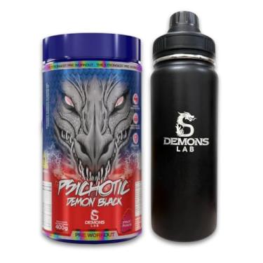 Imagem de Combo Pré Treino Psichotic Demon Black 400g + Garrafa Térmica 600ml