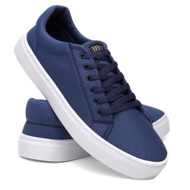 Imagem de Sapatênis Casual Linha Confort Hype Shoes Esporte Fino Azul Unissex, 3