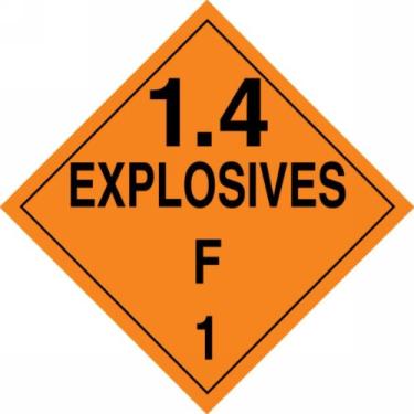 Imagem de Accuform MPL131CT50 PF-Cartolina Hazard Class 1/Division 4F DOT Placard, Legend "1.4 Explosives F 2.5 cm, 10-3/10.2 cm de largura x 26-3/10.2 cm de comprimento, preto em laranja (pacote com 50)