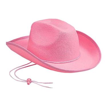 Imagem de UxicRuya Chapéu de cowboy ocidental chapéu de cowgirl moda sunhat non woven for carnival ao ar livre acessórios de figuraria de pesca, Luz Rosa