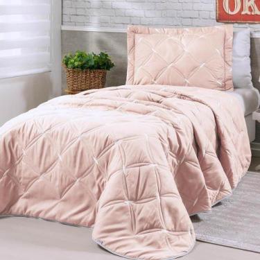 Imagem de Cobre Leito Solteiro Unique 200 Fios Bordado 2 Peças - Rose - To Decor