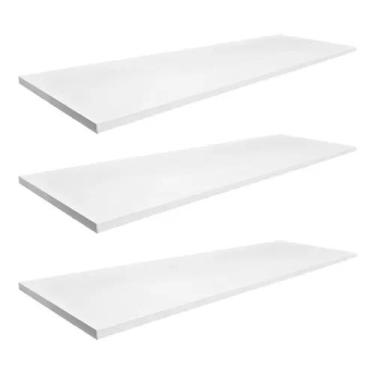 Imagem de Prateleiras 3 peças Mdf 30x15 Branco com suporte  - LOJA & CIA ATACADO