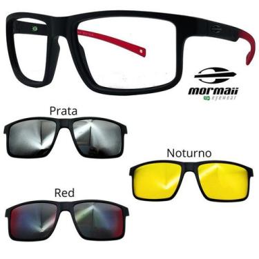 Imagem de Oculos Mormaii Swap 5 6127 A85 Preto Red Com 3 Clipons, Prata, Red, No
