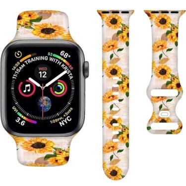 Imagem de Pulseira de girassol vintage Tropic compatível com Apple Watch de 38 mm, 40 mm e 41 mm, pulseira de silicone compatível com Apple Watch Ultra Series SE 9, 8, 7, 6, 5, 4, 3, 2 e 1, para mulheres e