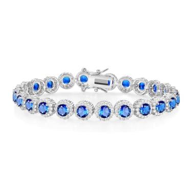 Imagem de Gemsme Pulseiras femininas de tênis de zircônia cúbica de 5 mm, banhado a ouro branco 18 quilates, banhado a ouro amarelo, 5 mm, zircônia cúbica redonda, tamanho 16,5 a 21,6 cm, 8 inch, Zircônia