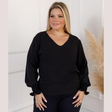Imagem de Blusa Feminina Manga Longa Plus Size Duna Camisa Social - Rosana Farca