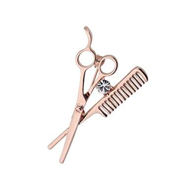 Imagem de Tesoura de cabelo e pente de broche para presente de cabeleireiro