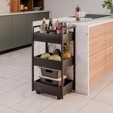 Imagem de Carrinho Multiuso 3 Prateleiras Cozinha Vallue Preto G96 - Gran Belo