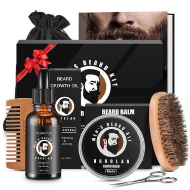 Imagem de Kit de cuidados com a barba Valoran Beard Growth Oil Balm Scissors Bru