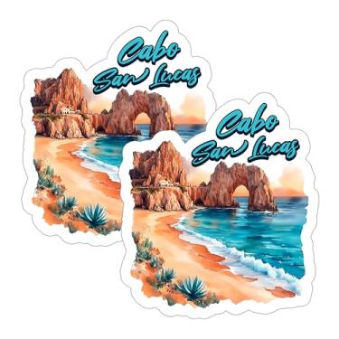 Imagem de Adesivo Cabo San Lucas 10 cm Pacote com 2 - Decalque de vinil impermeável para laptop, garrafa de água, copo de carro - Adesivos duráveis e engraçados estéticos de longa duração para adultos ID45039