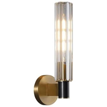 Imagem de Luminária de parede estilo nórdico vintage com vidro de cobre e base E14/E12, cabeça única e dupla, para quarto, estudo, escada, cabeceira, sala de estar (11 * 33 * 10 cm)