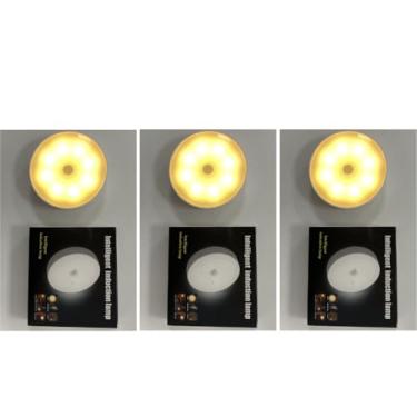 Imagem de Luminárias Luz Noturna LED Sem Fio Com Magnético Sensor Presença Usb Recarregável Quente e Fria Lâmpada Branco (KIT3-Duas cores (frio + luz))