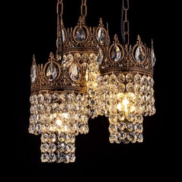 Imagem de Wellmet Luminária De Bronze Vintage Francesa Para Sala De Jantar, Pequeno Lustre Para Sala De Estar, Quarto, Ilha De Cozinha, Hall De Entrada