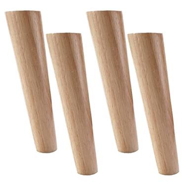 Imagem de Pernas de mesa, pernas de móveis, conjunto de pernas de mesa, conjunto de 4 pés de substituição de pernas de madeira com parafusos de placa de montagem e slipor/25 cm/9,8 pol