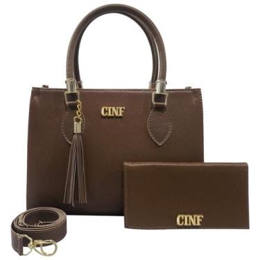 Imagem de Bolsa Feminina Média de Ombro + Carteira Kit Com 2 Peças - CINF, Caram