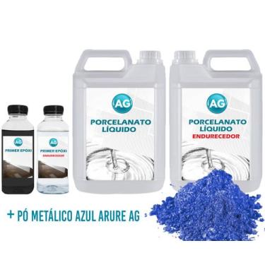 Imagem de Kit Porcelanato Líquido Metálico Azul Azure AG por M² - Resinas ag, 1m