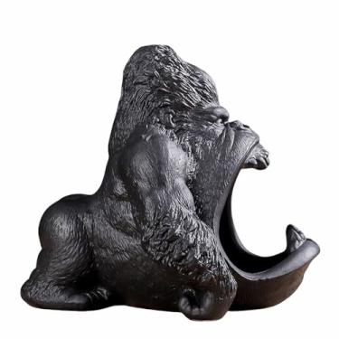 Imagem de Cinzeiro de mesa criatividade cinzeiros de mesa de cerâmica personalidade design prazer para homens fumadores para uso doméstico escritório ornamentos (cor: preto, tamanho: L)