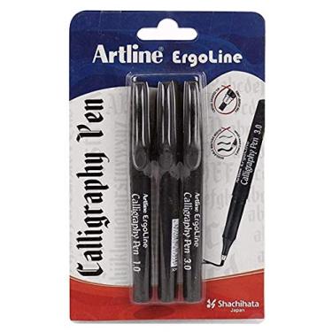 Imagem de Caneta-tinteiro Artline Ergoline Calligraphy com pontas de 1,0,2.0 e 3,0 mm - tinta preta