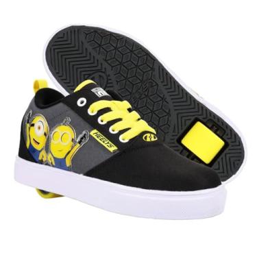 Imagem de Heelys Tênis unissex Pro 20 Minions (criança pequena/adulto) com salto com rodas, preto/amarelo, 38 masculino, Preto/Amarelo, 9 Women/8 Men