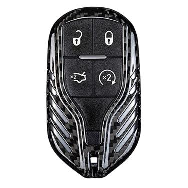 Imagem de Capa 100% fibra de carbono para chave Maserati Chaveiro, capa de fibra de carbono genuína para chave de controle remoto Maserati Levante Quattroporte Ghibli Fob, protetor de chave de carro Fob para homens Capa para Fob para mulheres - Preto
