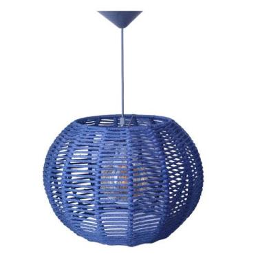 Imagem de Pendente Luminária Lustre Teto Bola Grande Corda 41x28 Com Fio - Fibra