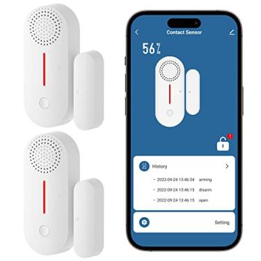 Imagem de erdiegle Sensor De Alarme Para Porta/Janela Wi-Fi Com Aplicativo 2,4 Ghz (Com Temporizador Armar E Desarmar/Atrasar), Som Ajustável, Compatível Alexa Google Assistant Segurança Residencial, Alerta R