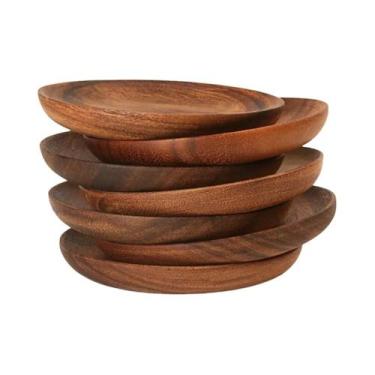Imagem de Pratos De Jantar Redondos De Madeira, Travessas Para Decoração De Casa