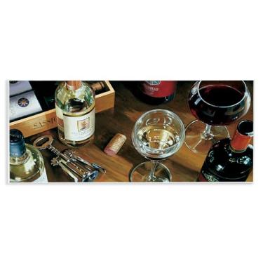 Imagem de Stupell Industries Design de arte de parede com vista de rolhas e garrafas de vinho por Stefano Ferreri, 43 x 18 cm