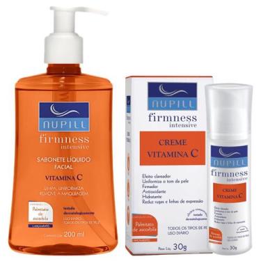 Imagem de Kit Sabonete Liquido Facial + Creme Vitamina C Nupill Clareador Firmad