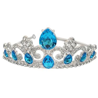 Imagem de Tiara de strass azul claro com coroa pequena, ideal para fantasia de princesa, fantasias de Halloween, presentes de aniversário e Natal