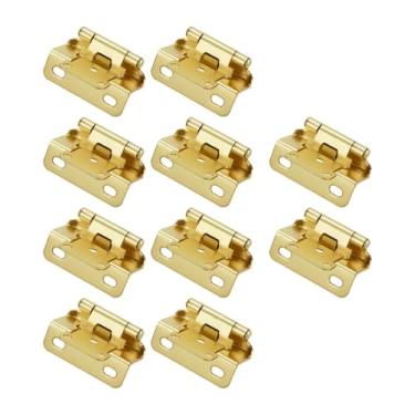 Imagem de Ioensy 10x Dobradiças de armário com fechamento automático, semi-envoltório doméstico silencioso, 1/2 sobreposição, envoltório parcial para armários, Dourado