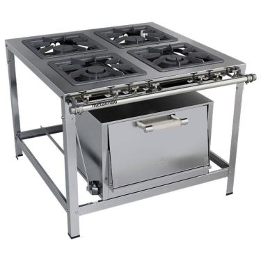 Imagem de Fogão Industrial Stori Premium 4 Bocas 40x40 Com Forno M18 Aço Inox 430 Metalmaq Fogão Baixa Pressão
