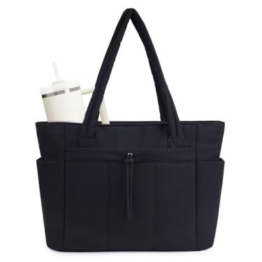 Imagem de Wandering Nature Sacola acolchoada com porta-copos, compartimento para laptop e capa de carrinho para viagens, trabalho, enfermeiras, mulheres, Preto, Large, Linda sacola